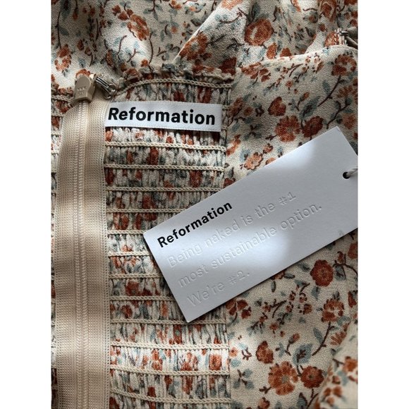 Reformation Helm Sleeveless Mini Floral Print Dress in Fairy Orange Sz 12 - Picture 8 of 12
